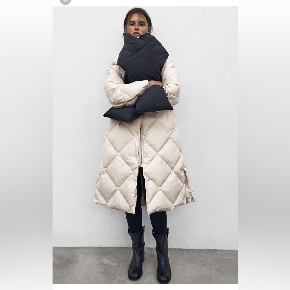 💄 Zara NWT Long Creamy Puffer Down Coat – Size S